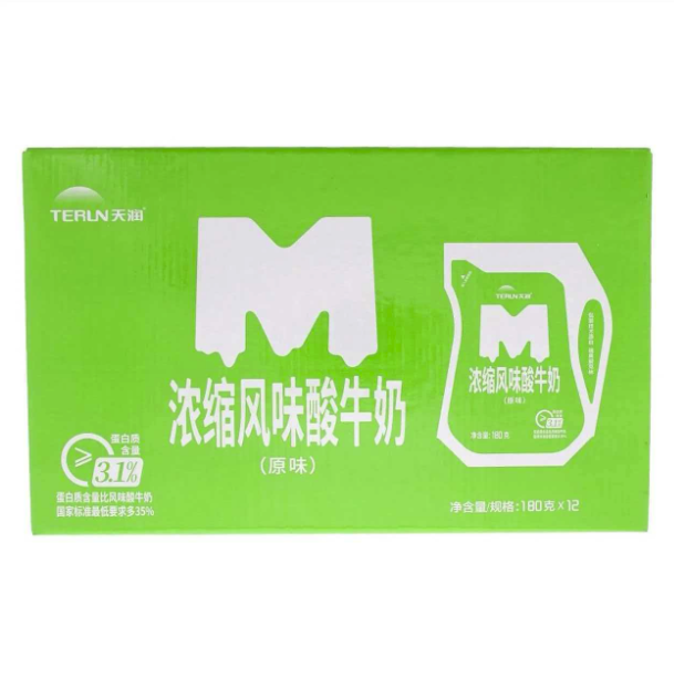 天润原味浓缩风味酸牛奶180g*12袋/箱