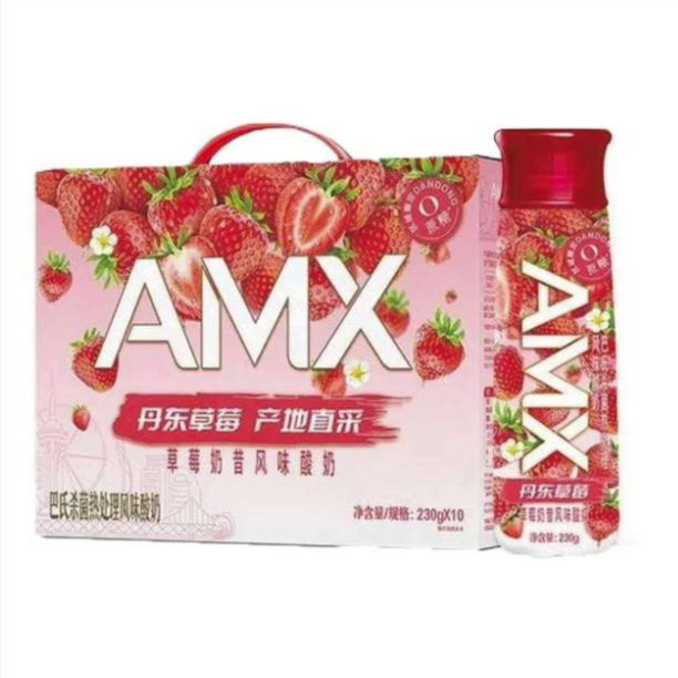 安慕希AMX丹东草莓产地直采草莓奶昔风味酸奶巴氏杀菌热处理风味酸奶230g*10瓶/箱