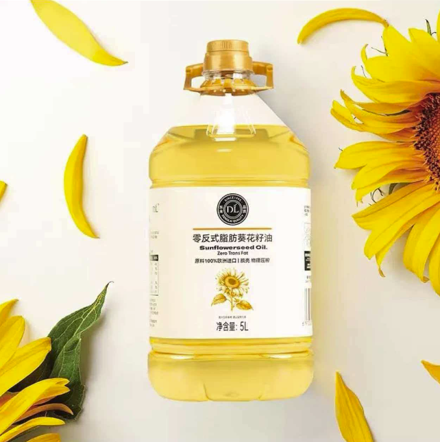 胖东来DL零反式脂肪葵花籽油家用压榨一级无添加食用油大桶家庭装5L/桶