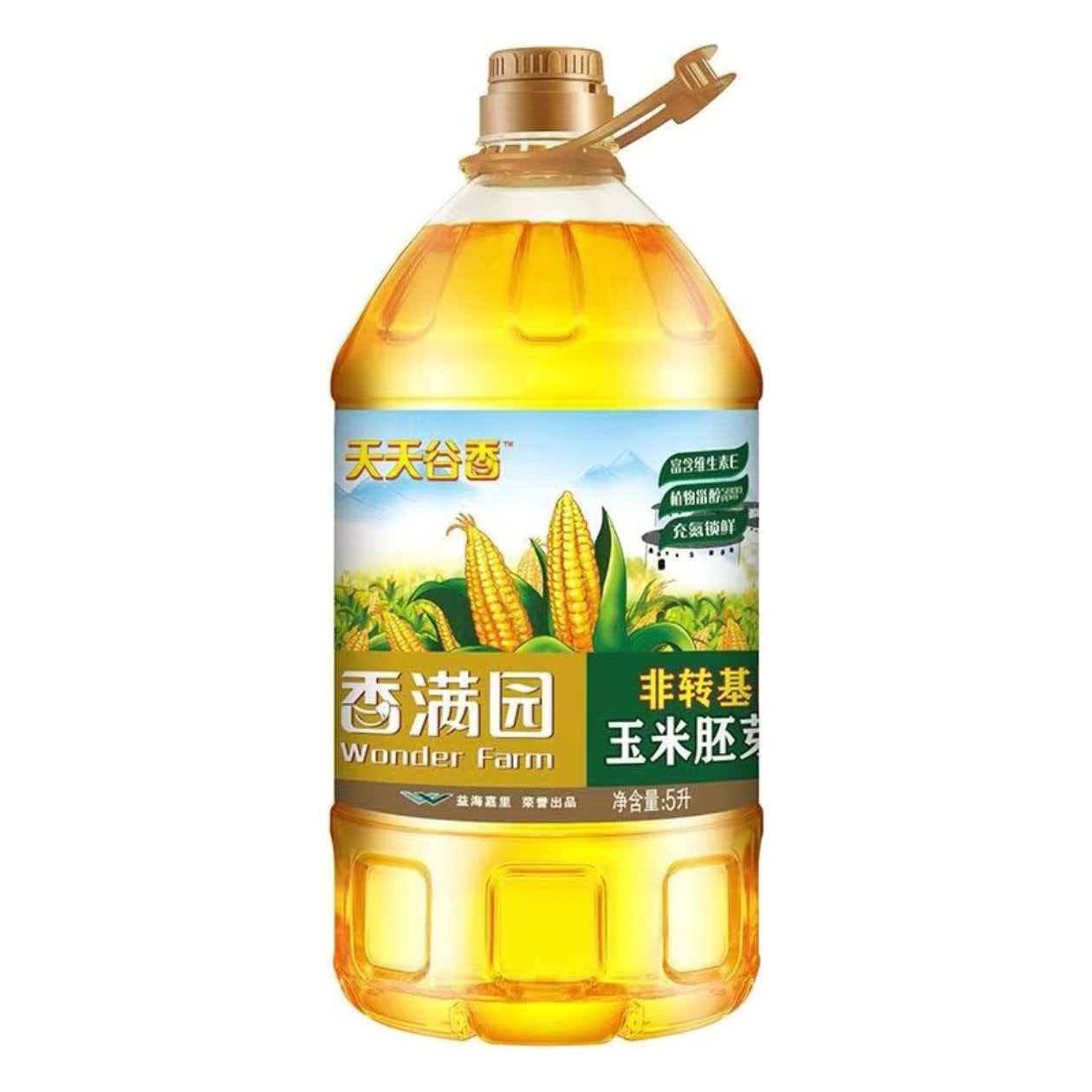 香满园玉米胚芽油压榨一级5L/桶天天谷香非转基因食用油