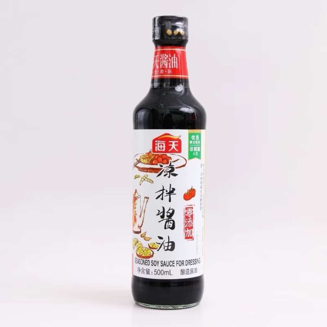 海天凉拌酱油500ML凉拌菜生抽蘸料家常非转基因黄豆酿造酱油