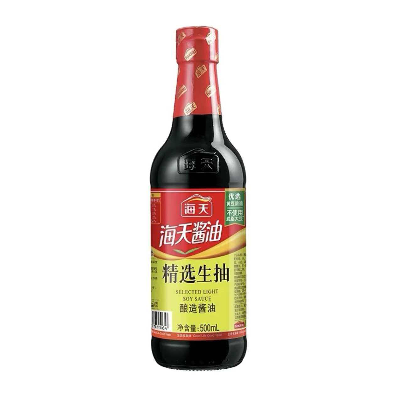 精选生抽500ml黄豆酿造酱油火锅炒菜蒸鱼凉拌家用烹饪调味品