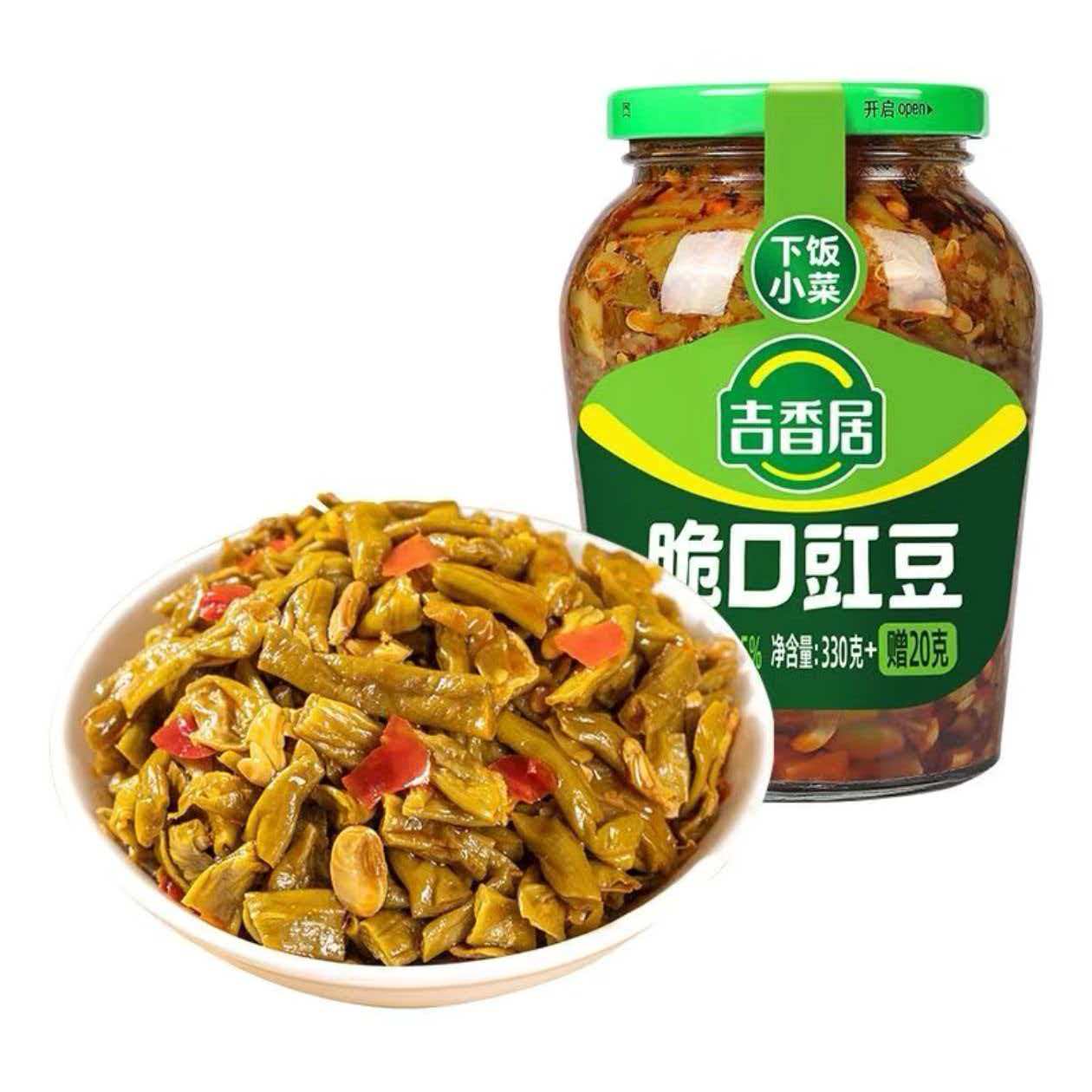 脆口豇豆350g瓶装榨菜咸菜佐餐开味下饭菜酸豆角四川泡菜